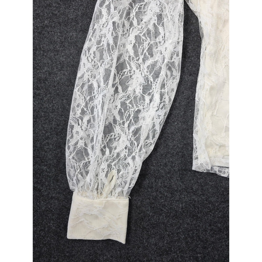 Haver & Blair London Cream Lace Blouse Women LG Pearl Button Delicate NEW! - Picture 4 of 9